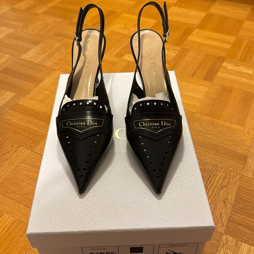 Dior Calfskin Slingback Pumps size 37 Black